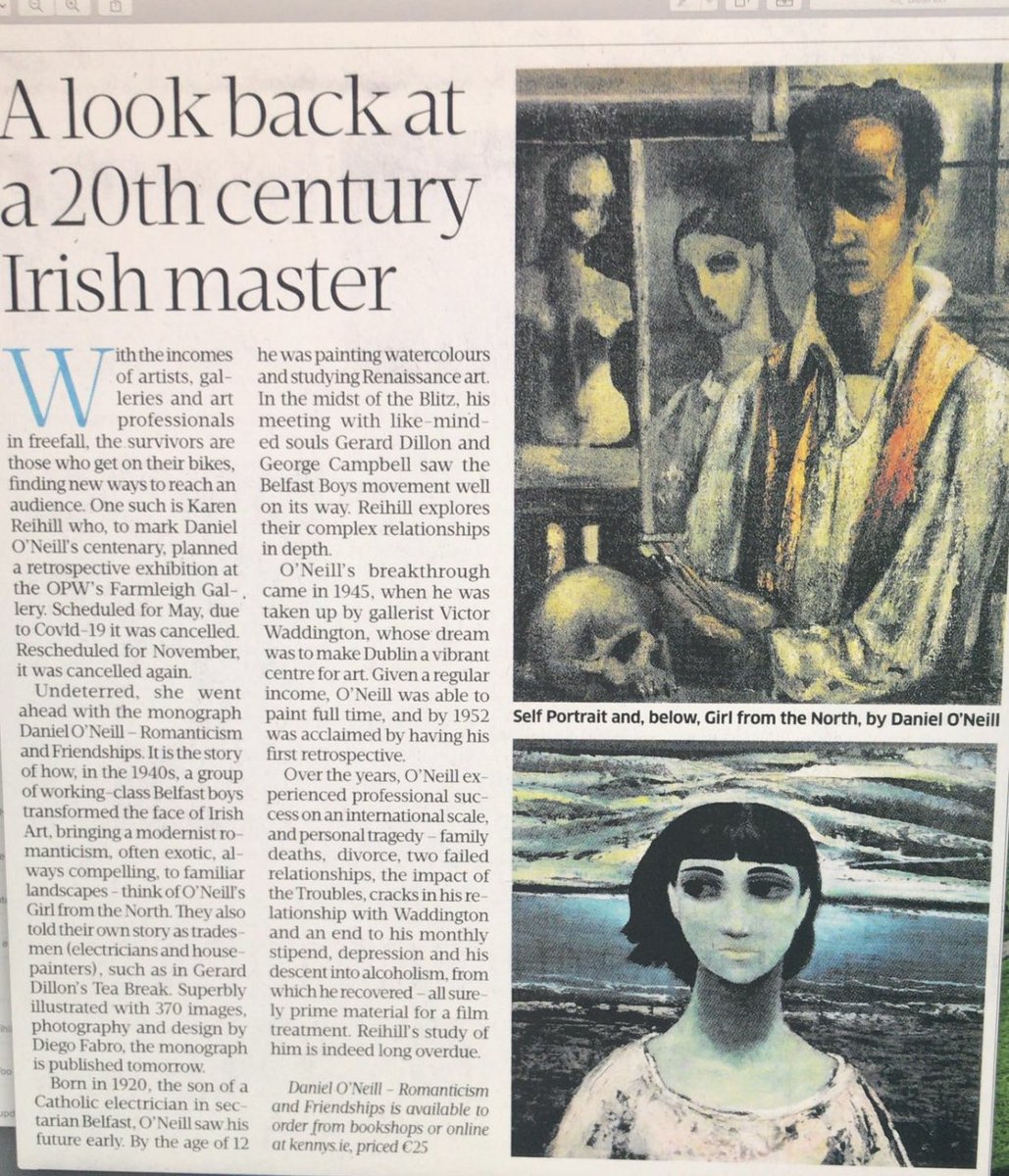 EamonnMallie's tweet photo. #DanONeill #BelfastArtist...a note to remind you today’s ⁦@IrishTimes⁩ has an article about ⁦@KarenReihill⁩ new tome on one of Northern Ireland’s stellar artists Dan O’Neill ⁦@julianoneill⁩ ⁦@CarganCampbell⁩ ⁦@LHannaway1⁩ ⁦@unawalsh54⁩ ⁦ https://t.co/ZOpO7DLEV0