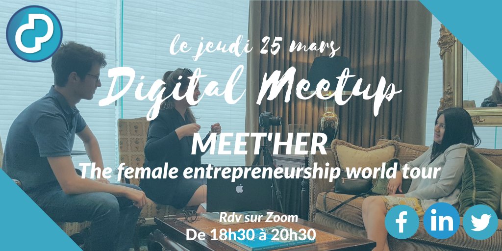 🚀 SAVE THE DATE ‼️ Le 25 mars nous accueillerons pas 1 mais 2 intervenants pour notre 2ème #OnlineMeetup de 2021 👩🧑🏽
Yolène et Nicolas, fondateurs de <a href="/MeetHerWorld/">Meet'Her</a> partagerons avec les #DigitalGirls leur tour du monde 🌎 à la rencontre des femmes qui ont crée leur entreprise !