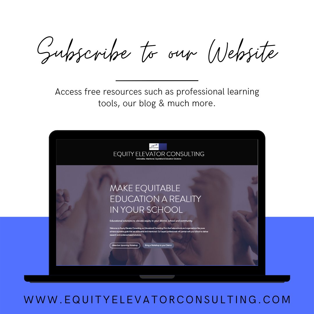 ElevatorEquity's tweet image. Subscribe to our Website
Resources to help you elevate equity in your school and community. equityelevatorconsulting.com

#EquityElevator #equity