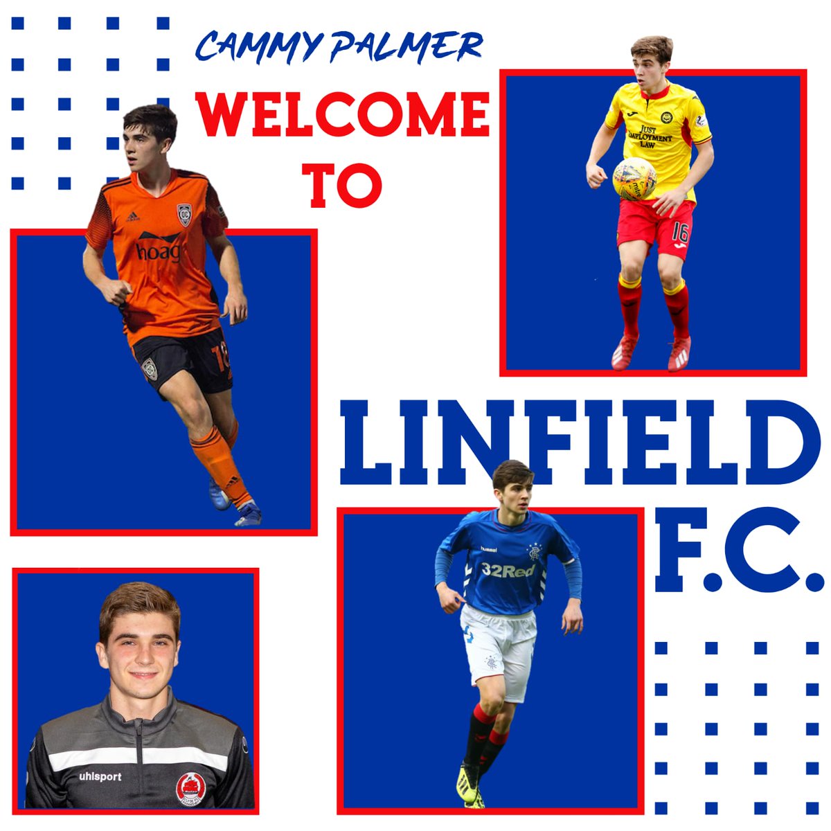 📝INCOMING: Linfield FC is delighted to announce the signing of 20 year-old Cameron Palmer from <a href="/RangersFC/">Rangers Football Club</a>. The midfielder joins on an 18 month contract 🤝🏻💙
