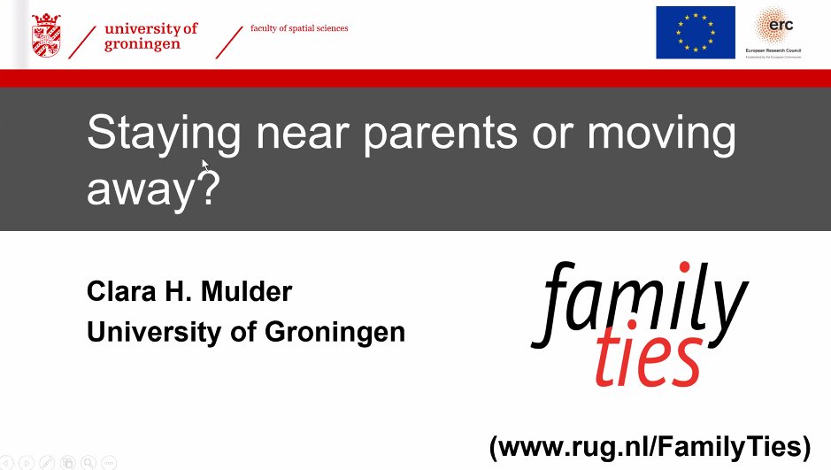 ilonapin's tweet image. First presentation from Clara Mulder &apos;Staying near parents or moving away?&apos; #insightslaunch #FamilyTies - more info: rug.nl/research/ursi/…