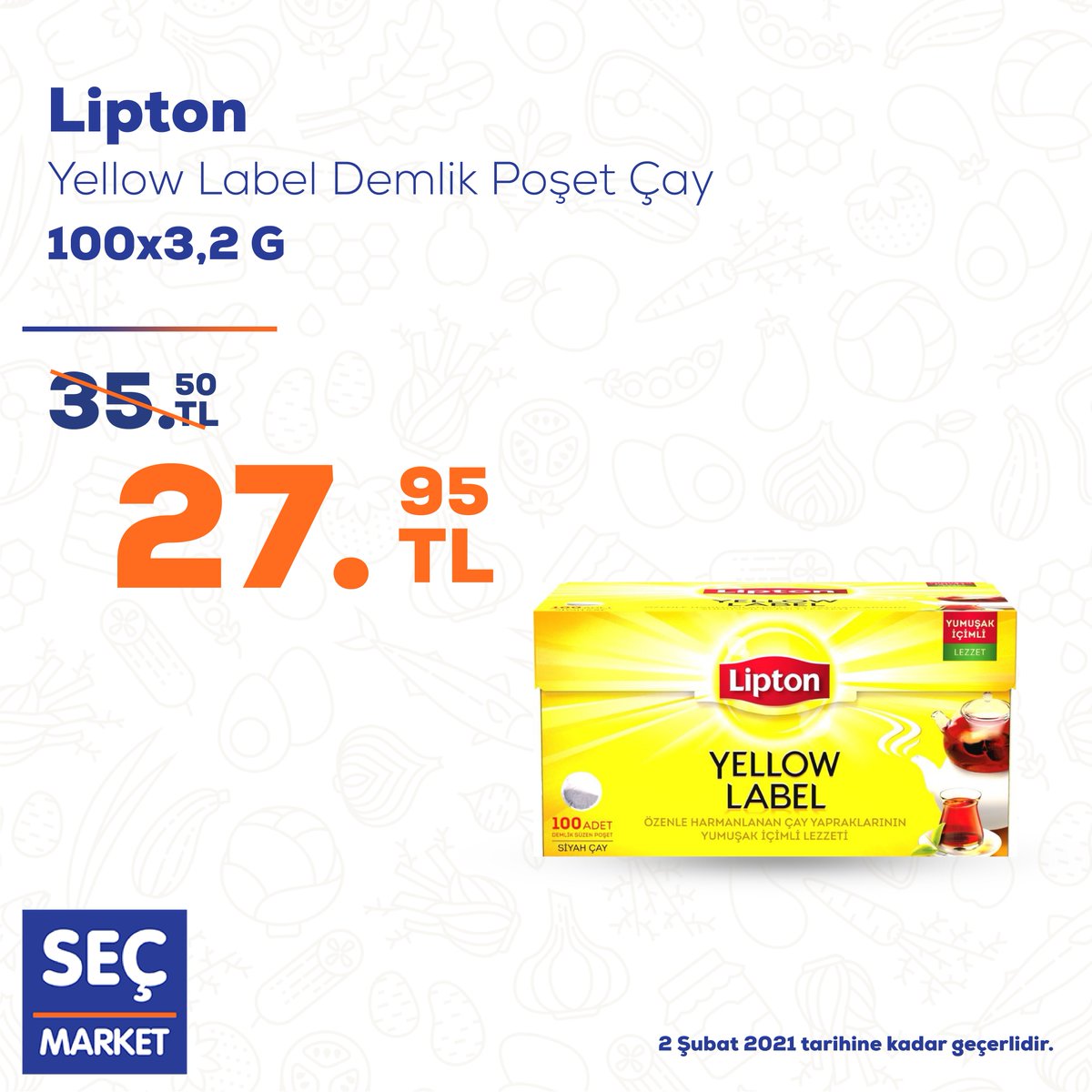 Çaysız olmaz diyenler! Lipton Yellow Label Demlik Poşet Çay indirimde!

#SeçMarket #Çay #İndirim