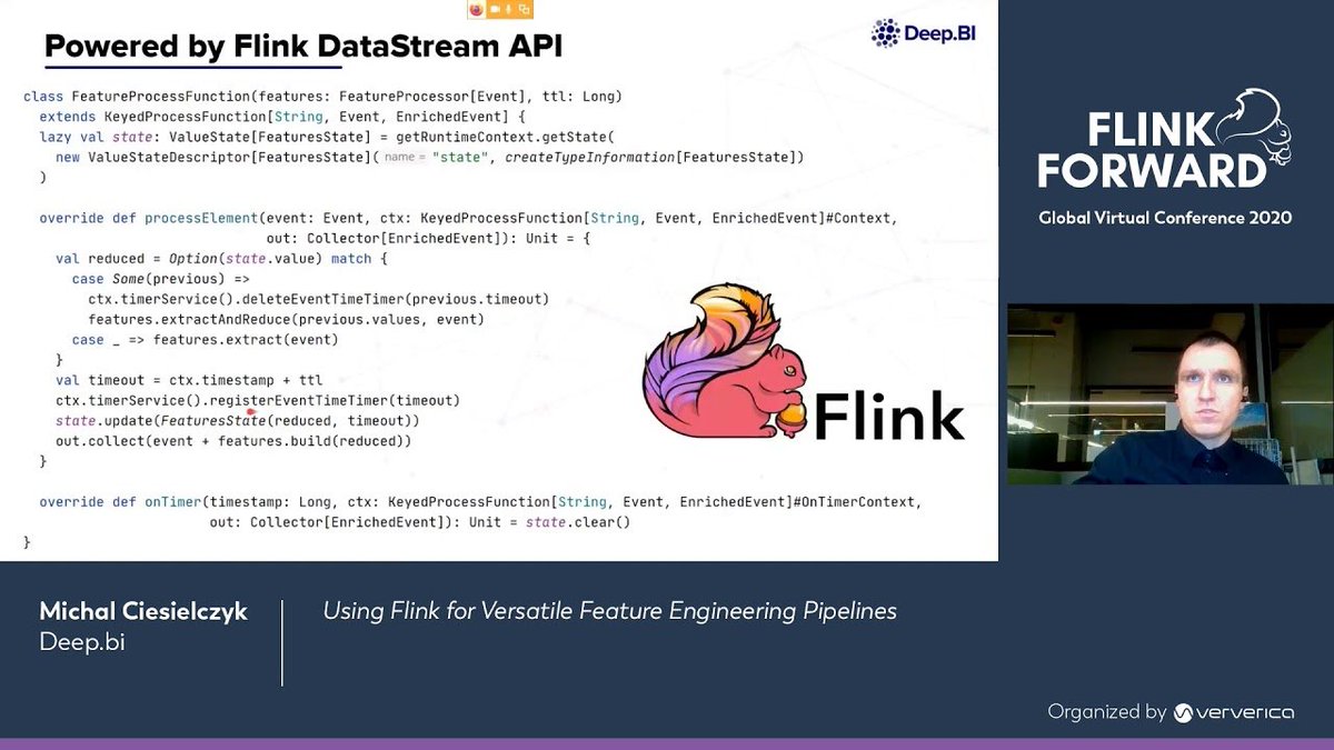 In this #flinkforward talk, Michal Ciesielczyk from <a href="/_DeepBI/">Deep.BI</a> discusses how their team built a data pipeline with <a href="/ApacheFlink/">Apache Flink</a> for use cases such as fraud detection, A/B test control, content scoring, and user engagement modelling.

👀📺: bit.ly/2KPqGVL