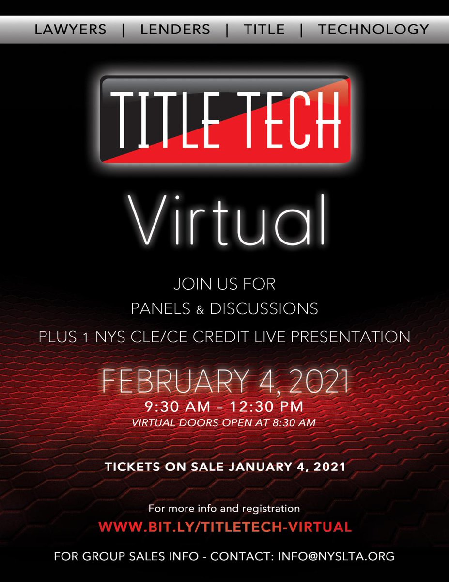 NYSLTA's tweet photo. Virtual #Title Tech is next week - register today#NYSLTA #NJTLTA #NYMBA #REBNY https://t.co/EGBJ1jJgqR https://t.co/Sc5S8cKmrT