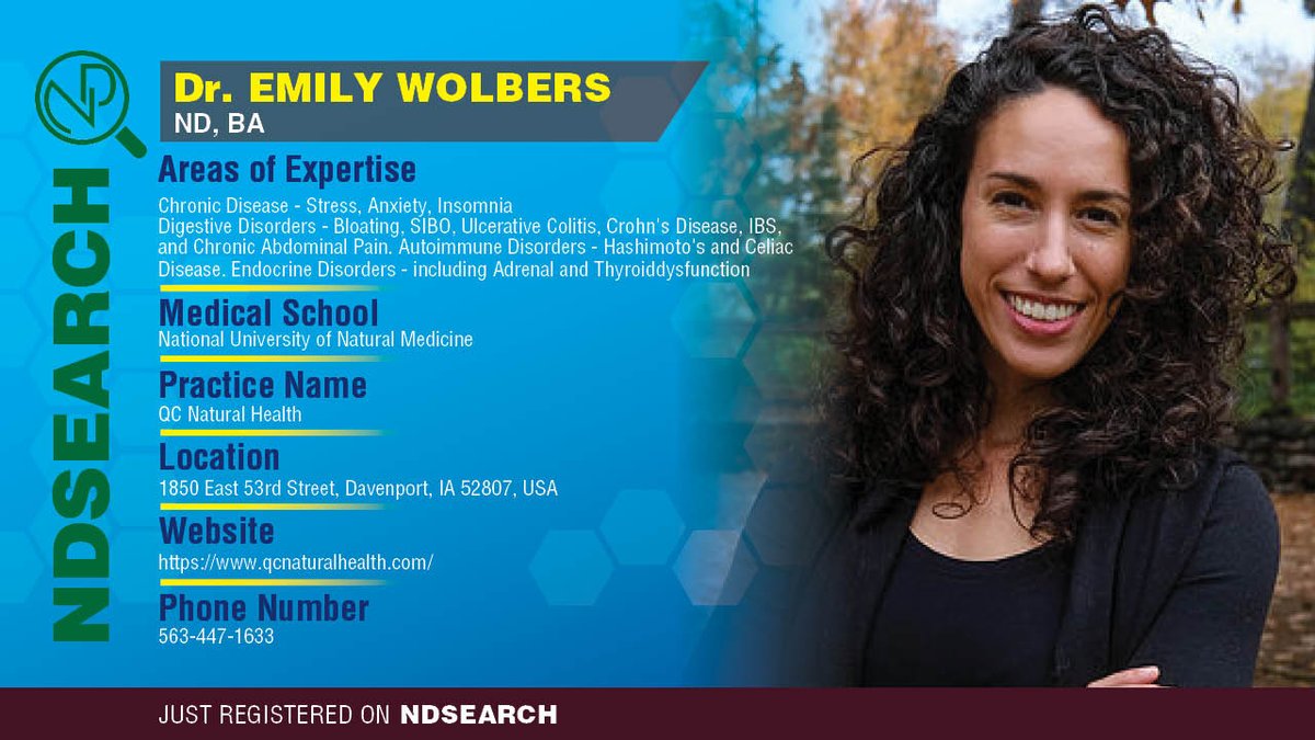 NDsearch's tweet photo. NDsearch is thrilled to welcome Dr. Emily Wolbers! Patients in #Portland #Oregon  and the #QuadCities #Iowa can be seen for treatment of #chronicillness, #Digestivedisorders, #autoimmunedisease and #endocrinedisorders.

#NDsearch @NUNM_EDU https://t.co/5tyYbsDAIJ