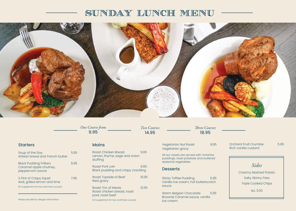 TAKEAWAY SUNDAY LUNCH MENU 🤤 Get your pre orders in for the weekend and enjoy the delights of a traditional Briar Dene roast in the comfort of your home. Our takeaway Sunday roast is available for delivery and collection between 12pm and 7pm. Telephone 0191 2520926