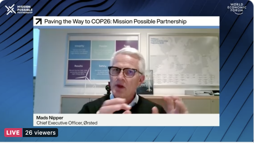 WMBtweets's tweet photo. Great to hear from @Orsted's @MadsNipper talking about the need to radically decarbonize heavy industry, harnessing the power of renewable energy and hydrogen energy: "Action that is too slow is a failure ... we need to lean into the hard to abate sectors." #DavosAgenda  @wef https://t.co/OwFIhX73Jy