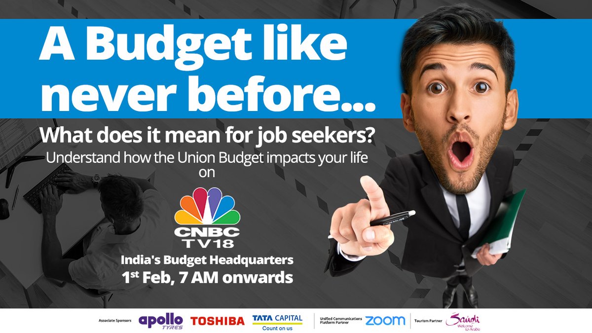 CNBCTV18News's tweet photo. With millions of jobs affected during the #lockdown, job seekers are looking towards a #BudgetLikeNoOther, with hope. 

What will it hold for them?

Watch #BudgetWithCNBCTV18, India's #Budget Headquarters on Feb 1, 7 AM onwards.

For more details visit: https://t.co/iS6kwTc7Gt https://t.co/rlYKNS47X9