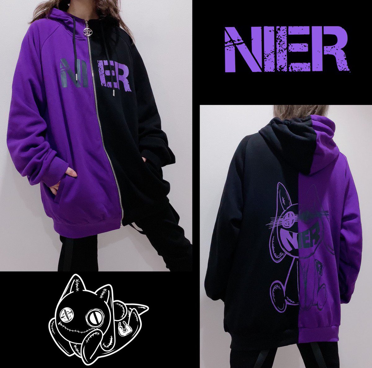 two-tone ZIP PARKA【NieR WING】ラベンダー TWO-TONE DOUBLE ZIP PARKA【FACE LOGO】 | NIER CLOTHING