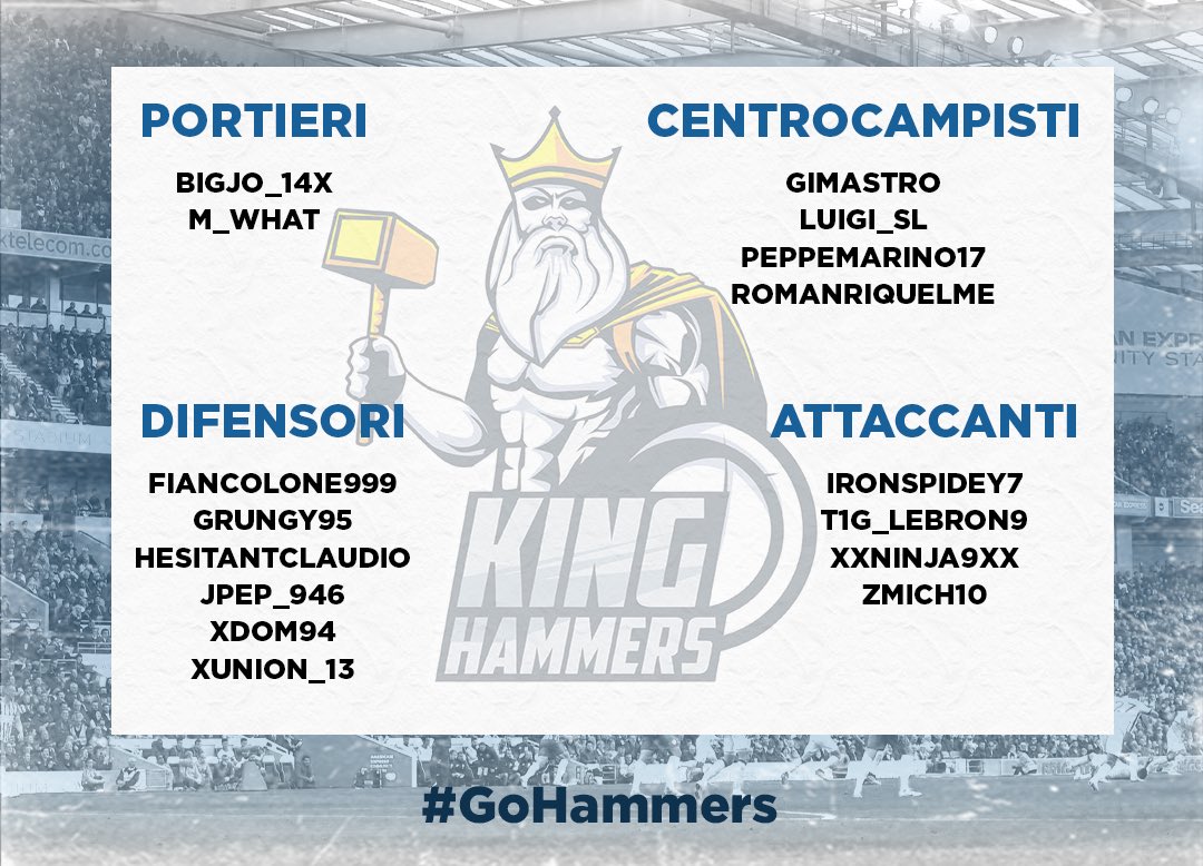 Ecco la rosa completa che affronterà i Campionati di <a href="/VPG_Italy/">VPG Italy</a> <a href="/ESLItaly/">ESL Italia</a> e Rivals Championship @Poseidonleague 

<a href="/king___esport/">King Esport</a>