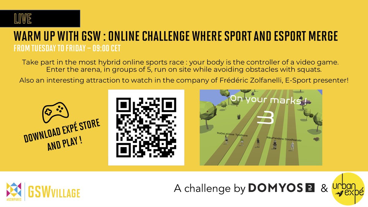 Prêt pour LE WARM UP GAMIFIÉ à #GSWParis ?

👉 de 9h à 9h15 la semaine prochaine du mardi au vendredi !

En partenariat avec Domyos de <a href="/Decathlon/">Decathlon</a>.

Retrouvez-nous sur le Live Village, accessible à tous sur inscription > globalsportsweek.com 

#MoveToPlay
#FutureofSport