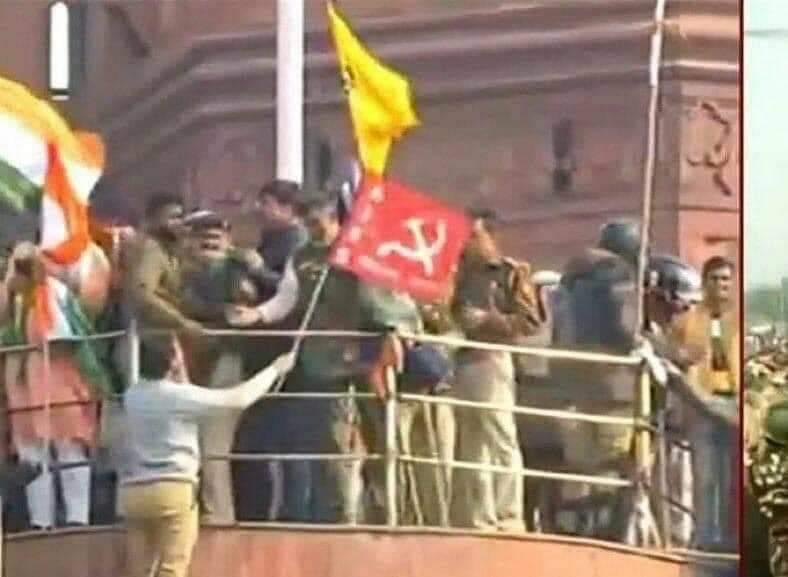 And at last, I want to ask that why no body is talking about:1. AAP Leader Amrik Singh.2. Congress Supporter Nikhil Bhalla.3. Communist flagAll these were present yesterday at the Red Fort during the flag incident.