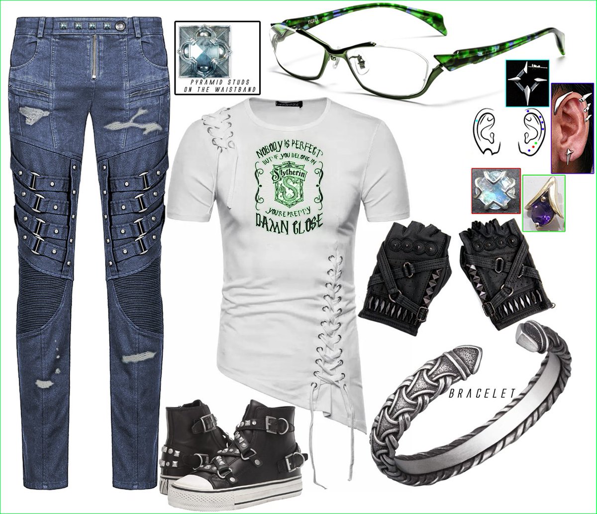 Every Slytherin needs to be a bit of a badass now and then in my opinion. Personally I customized the fuck out of those pants and the shirt, they turned out amazing in my eyes.