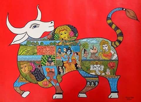 man acquires is because of Go Mata. It is a praise of Go Mata. 'Rushi' is Brahma and 'Devata' is Gōmaṭā.This entire Sūkta describes the glory of cow as follows:आ गावो अग्मन्नुत भद्रमक्रन सीदन्तु गोष्ठे रणयन्त्वस्मे | परजावतीः पुरुरूपा इह सयुरिन्द्राय पूर्वीरुषसो दुहानाः ||