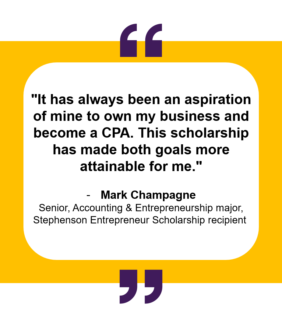 LSUSDEIS's tweet photo. Great news! Students interested in pursuing an entrepreneurship paired degree have scholarship options. The Stephenson Entrepreneurship Scholarship provides funding to defray the costs of additional degree credits. Future entrepreneurs, apply by 4/15. https://t.co/kOyDjrN6Im https://t.co/OOsYqtbMlr