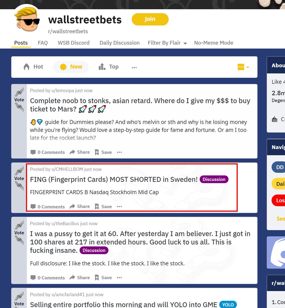 tjeckolas's tweet photo. Haha någon vill att WSB kör en GME med fing och bränner blankare. Inte mig emot 😂 https://t.co/QDzJjKVvRp