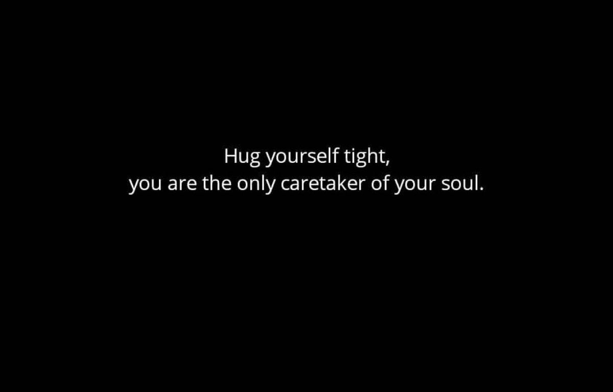 PoemHeaven's tweet photo. hug yourself tight. https://t.co/ScP5jfLATc