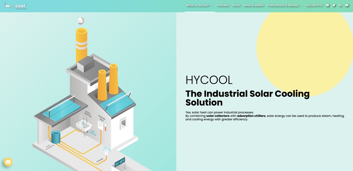 hycool-project.eu

🌐☝ Our new website is live!

☀ Learn all about HyCool's solar cooling solution for industries.
❄ Try out the PFS tool to know if HyCool Technology is suitable for your industrial cooling process. 
🌈 Check out the partners, pilots, news and much more!