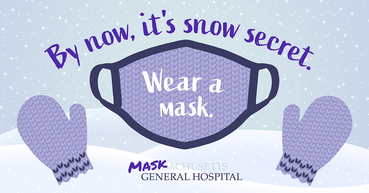 MassGeneralNews's tweet photo. A burst of winter weather in #Boston is a good reminder. Slip on a mask, not the ice! https://t.co/atAuObOKra