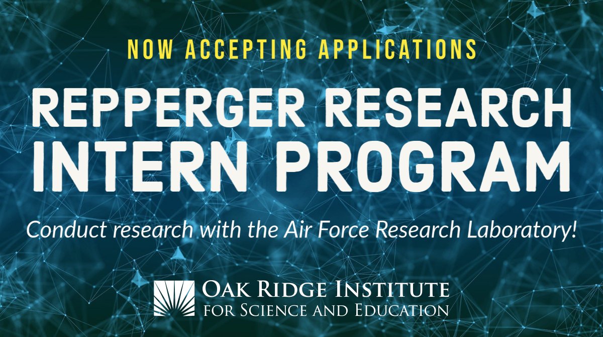 ExperienceORISE's tweet photo. Reminder: The Repperger Research Intern Program is now accepting applications for summer 2021! This 10-week program provides opportunities for students to participate in #research projects at one of three @AFResearchLab facilities. Apply by 2/15! https://t.co/Pa3nBS7kJI https://t.co/7VAbL6mu7f