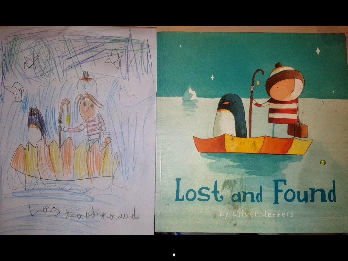 @OliverJeffers Reception just love your illustrations.  We are very proud of Miss Turner who has taken such great care to reproduce the front cover of Lost and Found. #miniartists #attentiontodetail #inspiredbystories @EducateAwards @ABCDoes @sil_eyfs