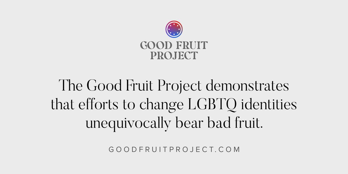 qchristianorg's tweet photo. #TheGoodFruitProject demonstrates that efforts to change LGBTQ identities unequivocally bear bad fruit. Imposing ex-gay and #oncegay narratives is dangerous.
Learn more about this initiative with The @TrevorProject and sign the Pledge at https://t.co/wT8sTv9zRq! https://t.co/fPnFZhF0NW