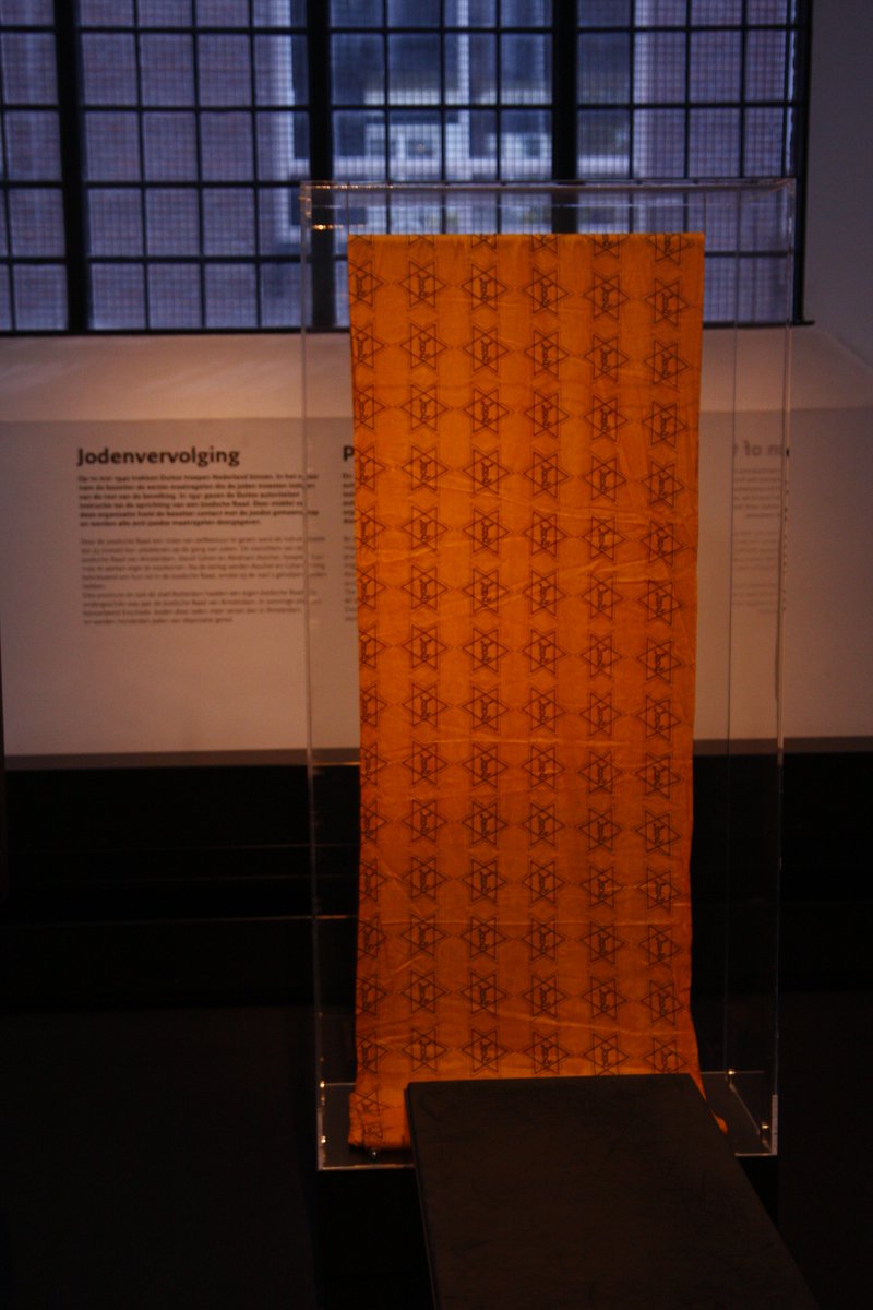 I found this a striking exhibit in the Jewish museum in Amsterdam, an unused length of fabric printed with yellow stars. Could each one somehow represent someone who escaped? Or were there simply no Jews left for these to get pinned to.