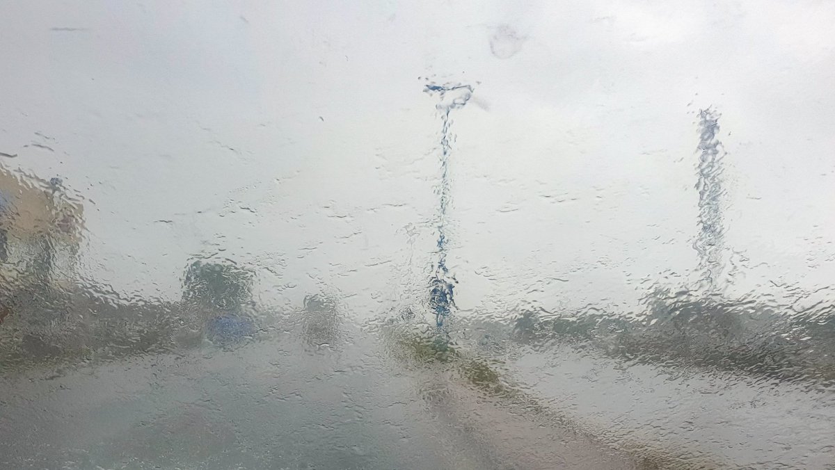 Visibility is poor during the rain showers
1, drive with lights on so others can see you

2. Reduce speed

3, increase following distance because breaking distance is compromised by wet road surface

#BwRoadSafetyAlerts