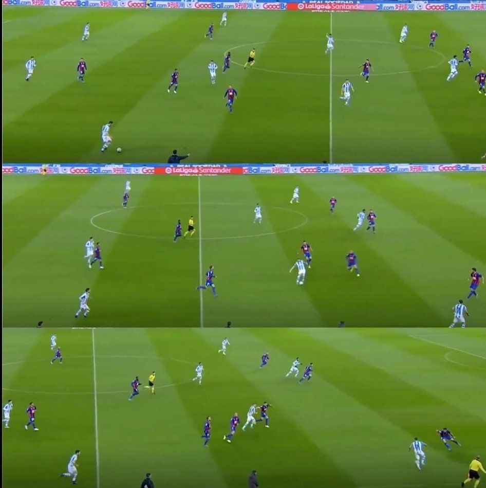 - Ødegaard was able to create a situation where Portu was isolated with the Eibar FB in the 21st minute. During the 20th/21st min, he was able to evade pressure from 2 oppo. players to get the ball into the path of Portu, instead of recycling the ball back to Merino.