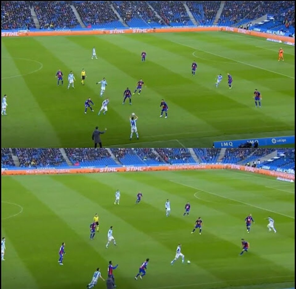 - Zaldua found it difficult to pass to Ødegaard as there were 4 Eibar players surrounding him. He got close to Zaldua, received it, played it back to Zaldua & ran into unoccupied space. His off the ball movement is shown here & shows how quickly he reacts to emerging situations.