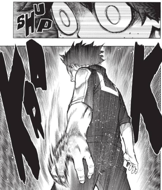 However, I feel if you are paying attention, it introduces an interesting aspect of O.F.A. We can tell that there is more than just super strength at play, and while an awkward way to introduce this feature of O.F.A, is a fairly huge part of the development of the quirk.