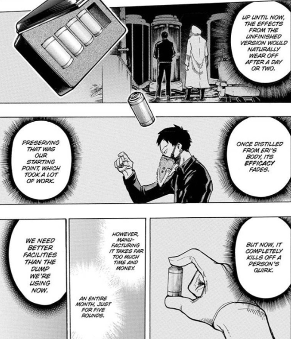 We find out shortly before the fight that her power is rewind, and Overhaul spent a large chunk of time reworking it to specifically target the quirk factor, rewinding it into nothingness. The fact that we learn these two things beforehand by definition makes it not an asspull.