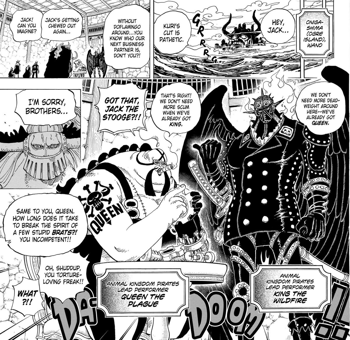 PARTIE 3: le traitement de King.King est pour l’instant la Calamité qui a été la moins mise en avant et la moins développée.Pourtant son statut de 2nd chez Kaido et son appartenance à une race a priori disparue sont signes d’un potentiel développement.