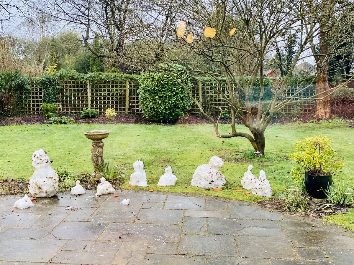 ProfJamesLogan's tweet image. Here’s what’s left of our snow people. #tinyheads