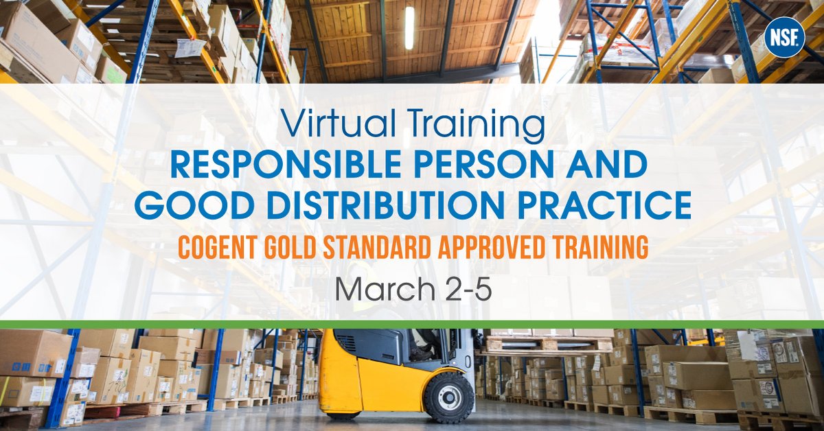 NSF_Pharma's tweet photo. Supported and recognized by the MHRA, NSF’s Cogent Gold Standard approved training will teach you how to become a Responsible Person, including key duties, responsibilities and future role of the RPi post Brexit. Find out more: https://t.co/bd3iyZEZC4 https://t.co/KHQ1QKFu1H
