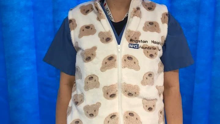 Designed by Margaret, sewn by the Sewing Angels and then embroidered by the wonderful embroidery team. They have been extremely well received by the Kingston Hospital paediatric team in A&amp;E to help them see patients outside in the cold! @KingstonHospNHS