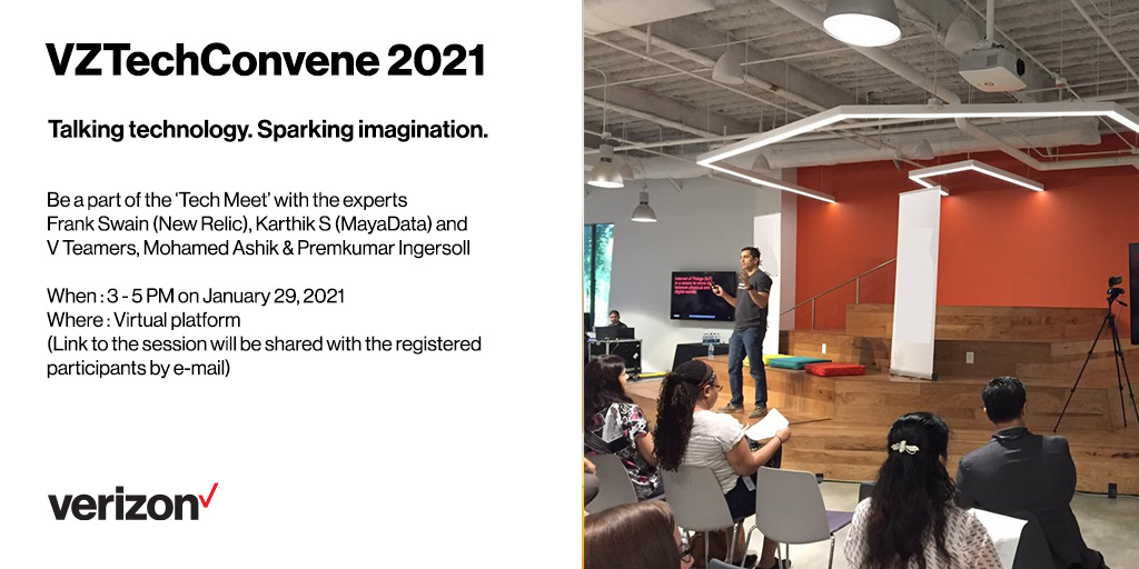 VZIndia's tweet photo. We are back with #VZTechConvene, a confluence of like-minded technologists. This Friday, in the first edition of 2021, we are discussing ‘Observability’ for faster development, reliable monitoring and more. Interested to join in? Register here https://t.co/yFb0icgNrk https://t.co/uG8VEWOkM9