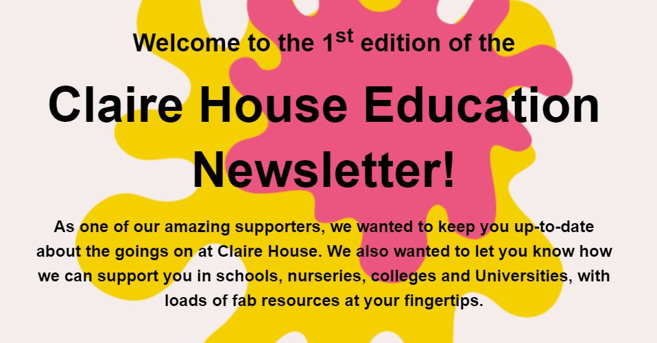 ClaireHouse's tweet image. 👨‍🏫Calling all teachers… we have a new termly education newsletter!👩‍🏫

This terms edition focuses on mental health &amp;amp; offers lesson plans focusing on children’s mental wellbeing. 

If you'd like a copy, please email fundraising@clairehouse.org.uk with your name &amp;amp; email address.