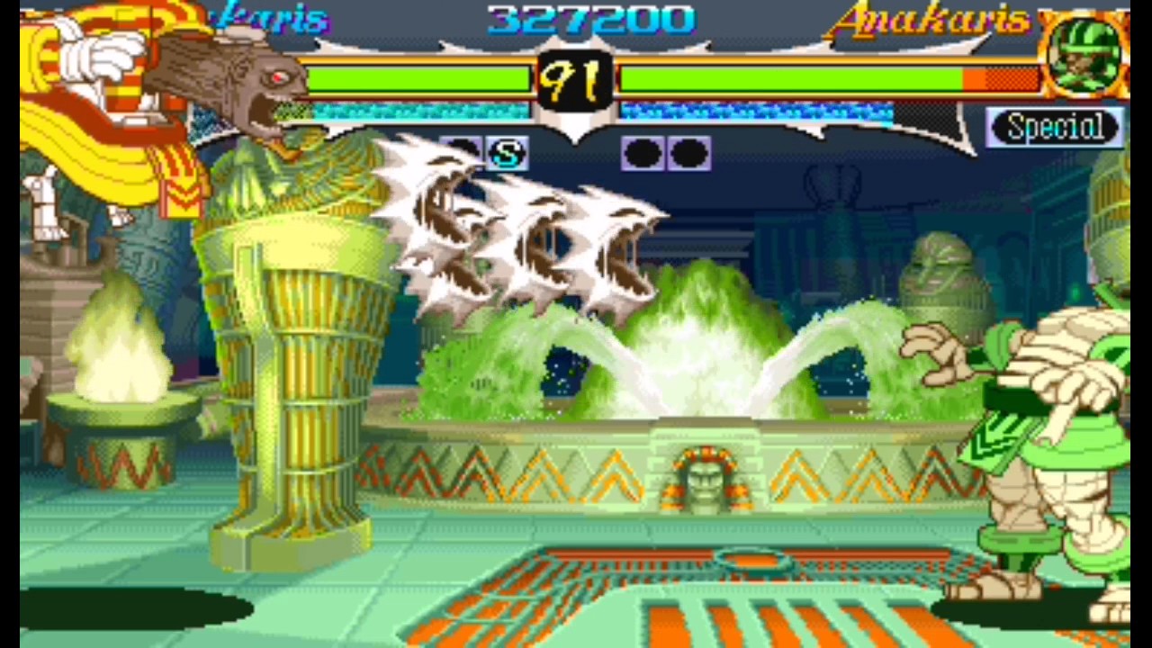 レッドキング Nowplaying 格ゲー ヴァンパイアハンター の アナカリスステージbgm 復活のファラオ と呼ばれるミイラの王 数千年の後に復活を果たし 地球外生命体パイロンを倒す事で祖国を再び復興繁栄させる 己の力を見定めよめよめよ 神に