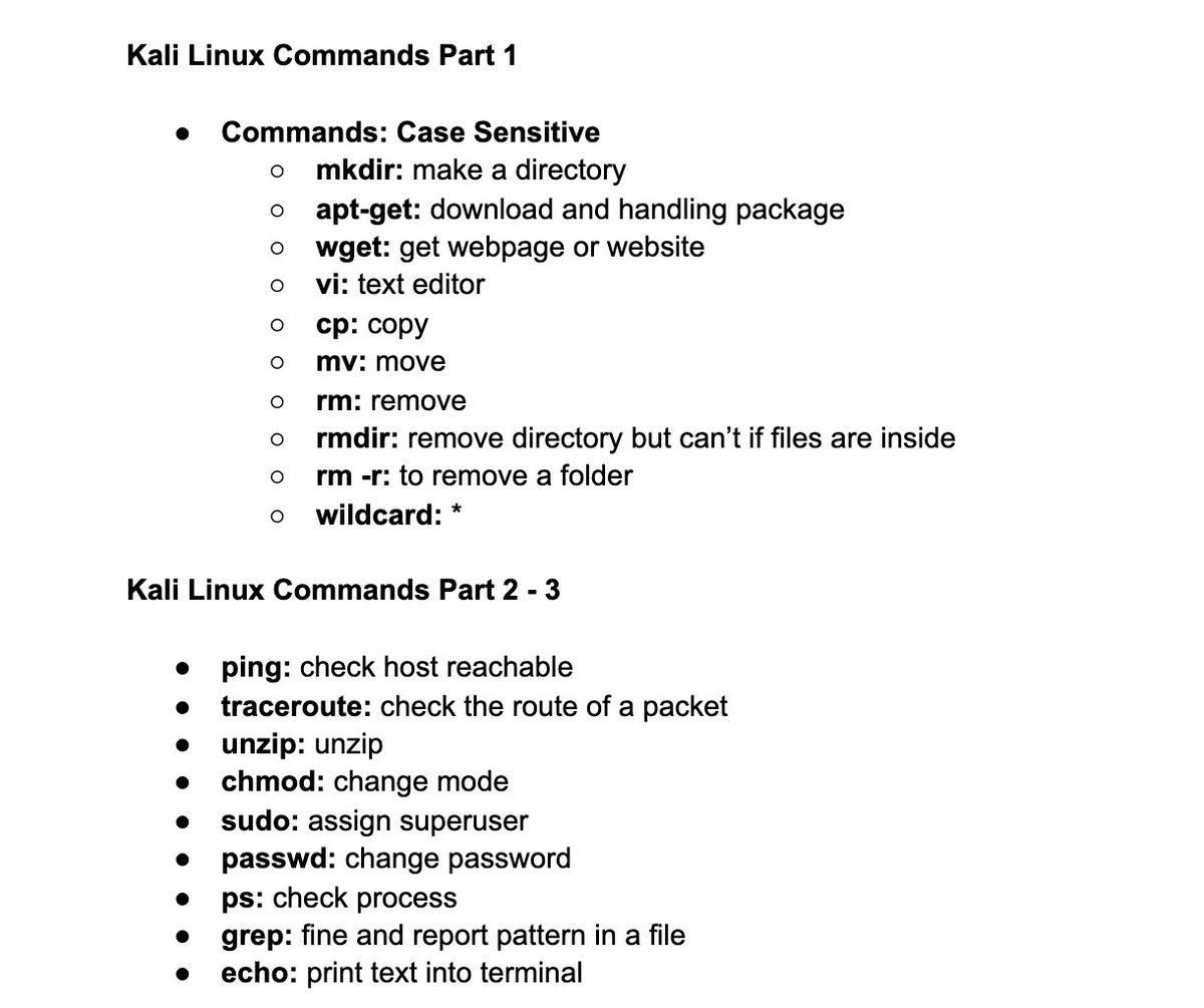 Reflection: Went over some of the many commands that I’ll probably be using throughout this hacking course in Kali. Many of these were just a refresher and some of these were new. Will be detailing more about what I learned in the upcoming blog post.