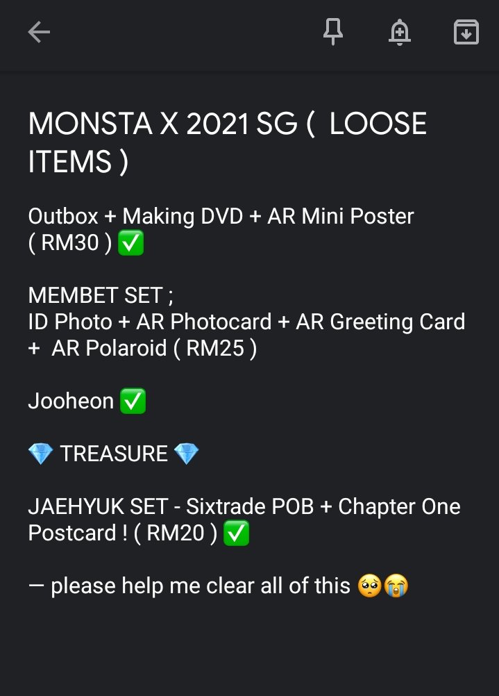 whimsicalyfe's tweet photo. [ HELP RT || READYSTOCK 🇲🇾 ]

MONSTA X 2021 SG ( LOOSE ITEMS ) &amp; JAEHYUK SET 📌

❤️ — help me to clear this please ! thank uu :((
‼️ — price refer list ^^
📮 — RM8 SM | RM12 SS
💌 — DM for any  question or to order ! hehe <3 https://t.co/urA2dJw5nd