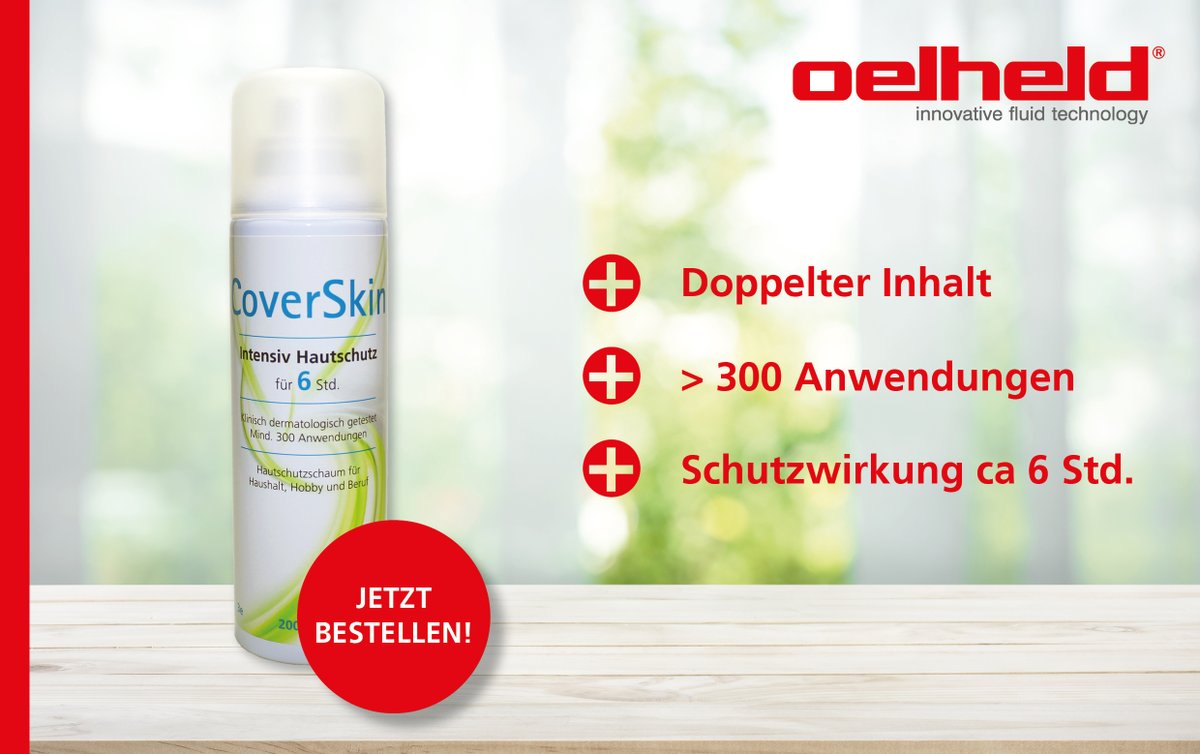 CoverSkin - Intensiver Hautschutz - Jetzt noch mehr Inhalt
• Verbessertes Preis-Leistungs-Verhältnis
• Weniger Verpackungsmaterialien -&gt; schützt die Umwelt
• Erhöhte Schutzwirkung bei verschiedenen Allergien

Mehr Informationen finden Sie hier: bit.ly/3t29ptt
#oelheld