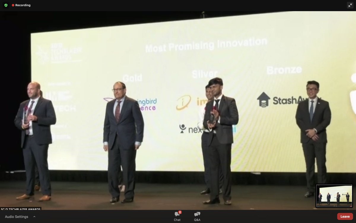 nextbillionai's tweet photo. Over the moon with our win, bagging silver, at the SG:D Techblazer Awards 2020, hosted by @SGTechSocial and IMDA, in the 'Most Promising Innovation' category.
This reinforces the belief in the change we're intending to bring to mapping technologies.
#nbai #nextbillion #awards https://t.co/0TIgaTZwto