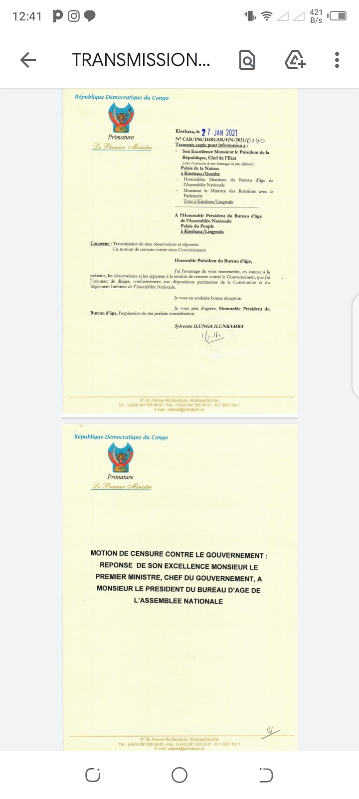 Stanis Bujakera Tshiamala Rdc La Lettre Du Premier Ministre Au Bureau D Age T Co O6r3lkc7xi Twitter