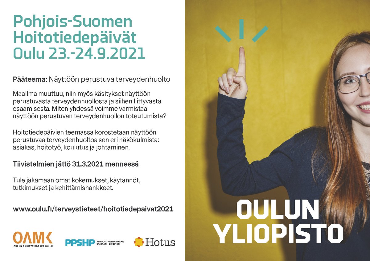 vanhanen_minna's tweet photo. Tervetuloa! #PSHTP2021 #pshtp2021 #hoitotiedepäivät2021 #hoitotiedepaivat2021 #oamk_ouas  #PPSHP #Hotus #Oulunyliopisto #OYS2030 https://t.co/RmD5ltTUof