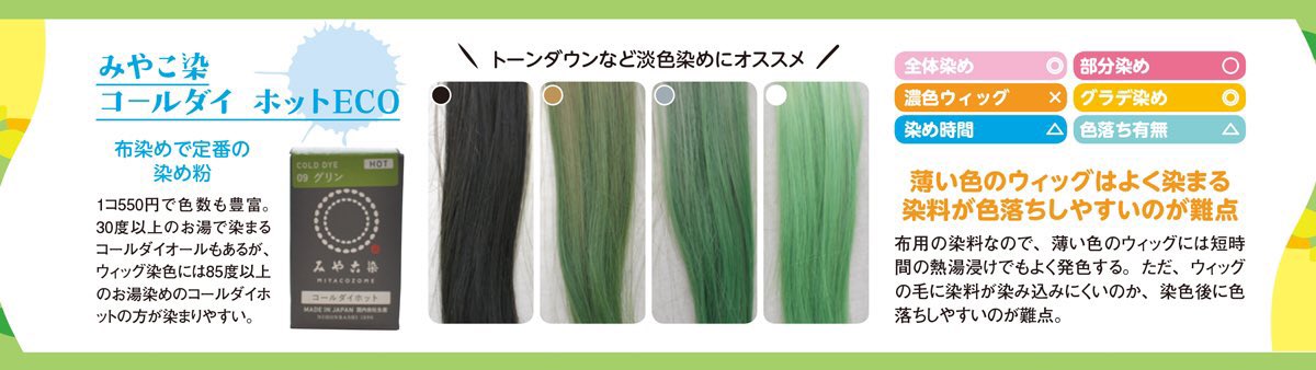 コスプレ雑誌cosplay Mode コスプレイモード 編集部 ウィッグ 染め粉比較 ありそうでなかった 染め粉 他社比較 初のウィッグ染め 一体どれを使えばいいの 今回は 黒 薄茶 灰 白 のウィッグを みやこ染