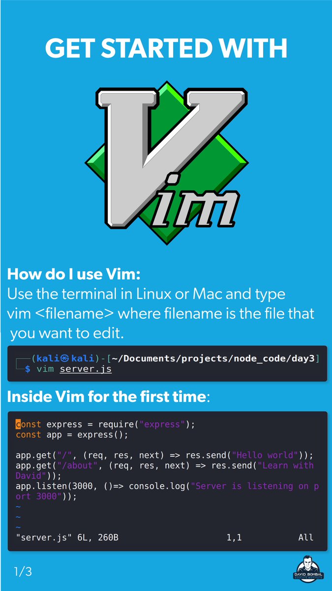 davidbombal's tweet image. Get started with Vim.

#vim #vimeditor #vimmemes #linux #texteditor #vi #coding #programing #javascript #python