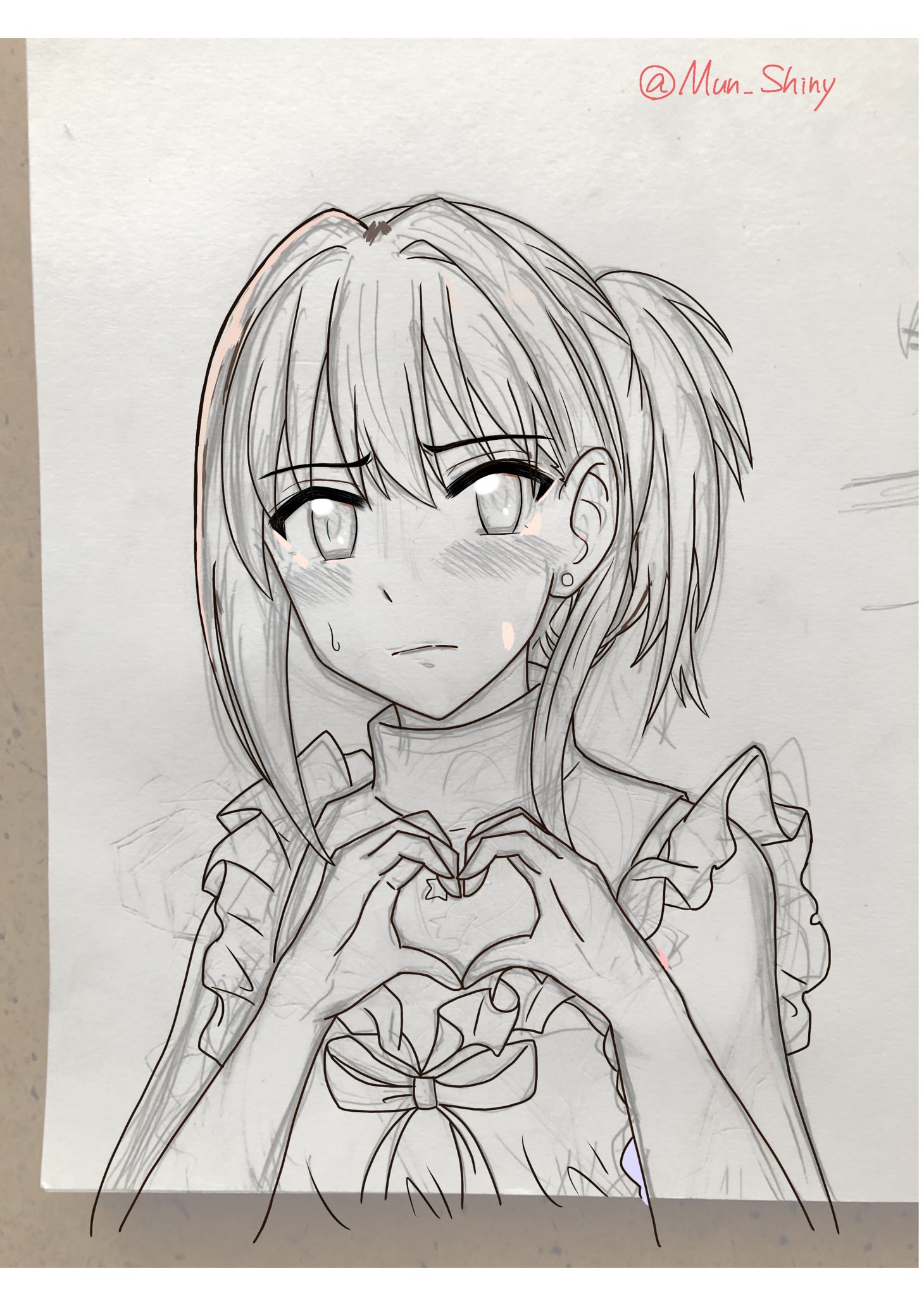 むん 勘違いされてる人がいるみたいなので 制作過程貼るね 私の描き方は下描きはスケッチブック なのでトレースは一切おこなってないですし 衣装を見るためにピュアバレンタインの特訓前のイラストは資料につかいましたけど T Co Wp4srgte1n