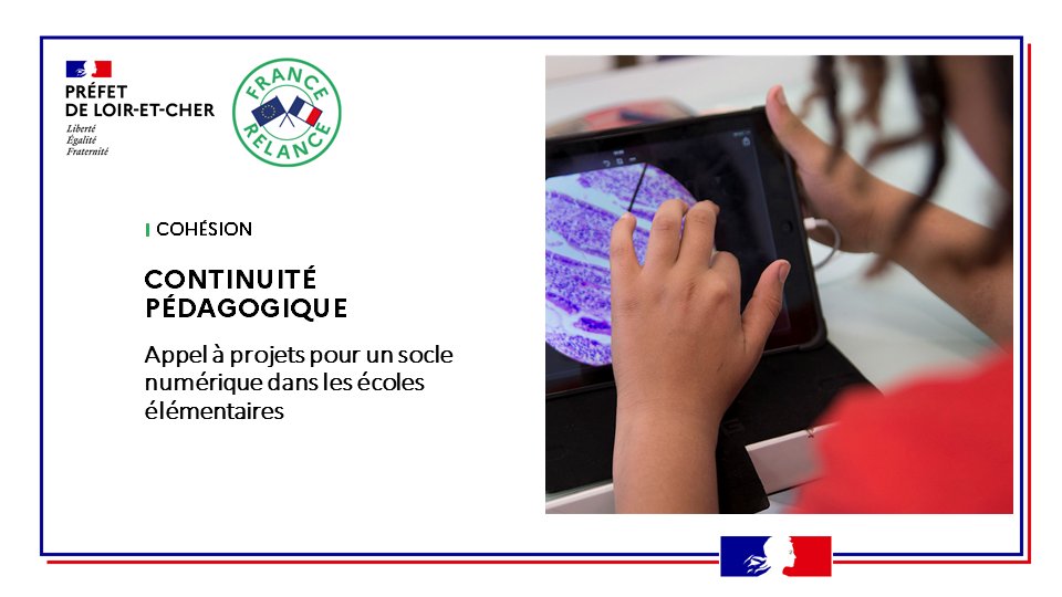 Prefet41's tweet photo. #FranceRelance | Continuité pédagogique🏫
Lancement de l'appel à projets pour un socle numérique dans les écoles élémentaires
👉Soutenir la généralisation du numérique éducatif pour l'ensemble des écoles élémentaires/primaires
🗓Du 20/01 au 31/03/2021
ℹ️ https://t.co/63AOjKwODH https://t.co/8tU415npfz