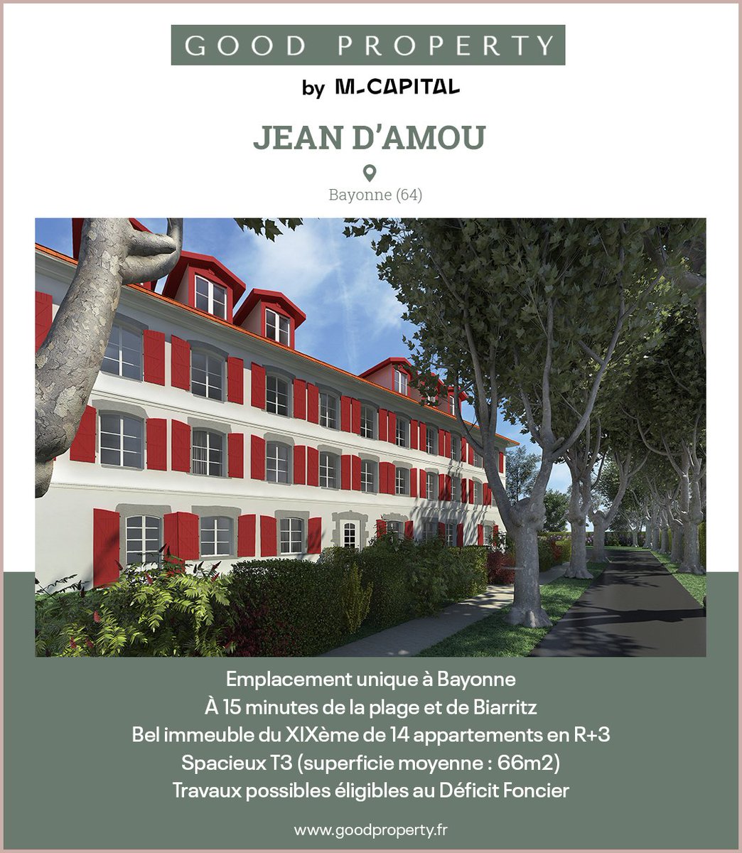 [#RealEstate]📢Good Property lance son nouveau programme #immobilier #résidentiel à #bayonne.
👉 Plus de détails ici : lnkd.in/dTDbT_N
📞 Pour plus d'informations, contactez-nous au 05 82 84 26 90 ou par email contact@goodproperty.fr
#promotionimmobilière #investissement